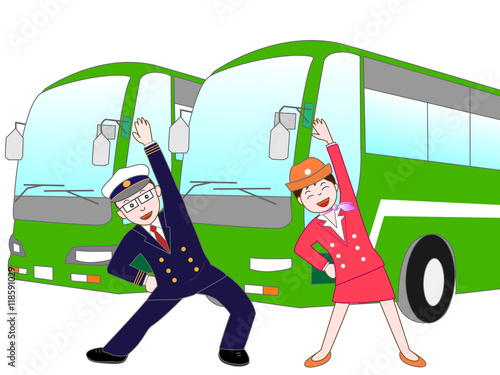バスの運転手とバスガイドのエクササイズ