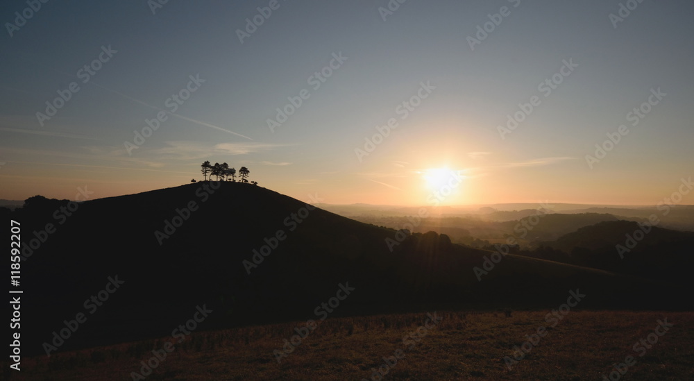 Sunrise over Colmer's Hill in Devon, England