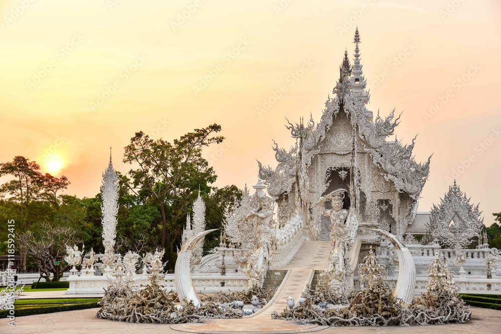 Wat Rong Khun During Golden Hour in Chiang Rai, Thailand Wat Rong Khun During Golden Hour in Chiang Rai, Thailand