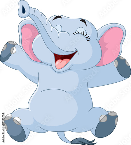 Cartoon funny elephant isolated on white background 