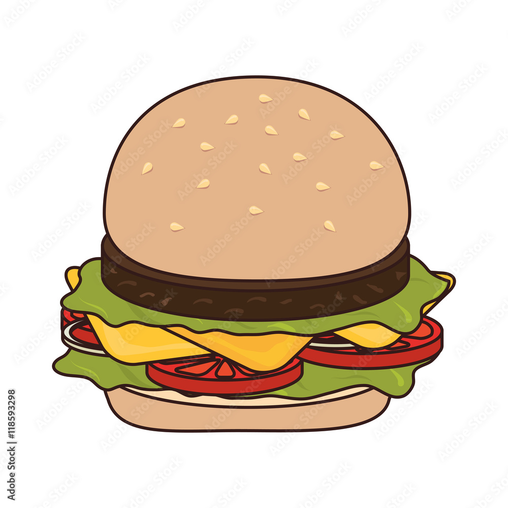 hamburguer fast food american burger deliveryfood tasty vector illustration hamburguer fast food american burger deliveryfood tasty vector illustration