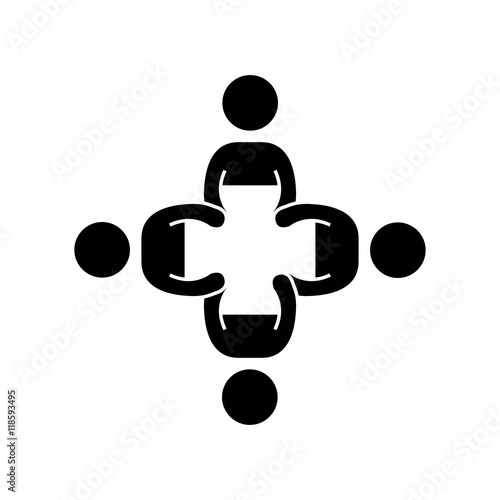 community people meeting teamwork connection silhouette vector illustration