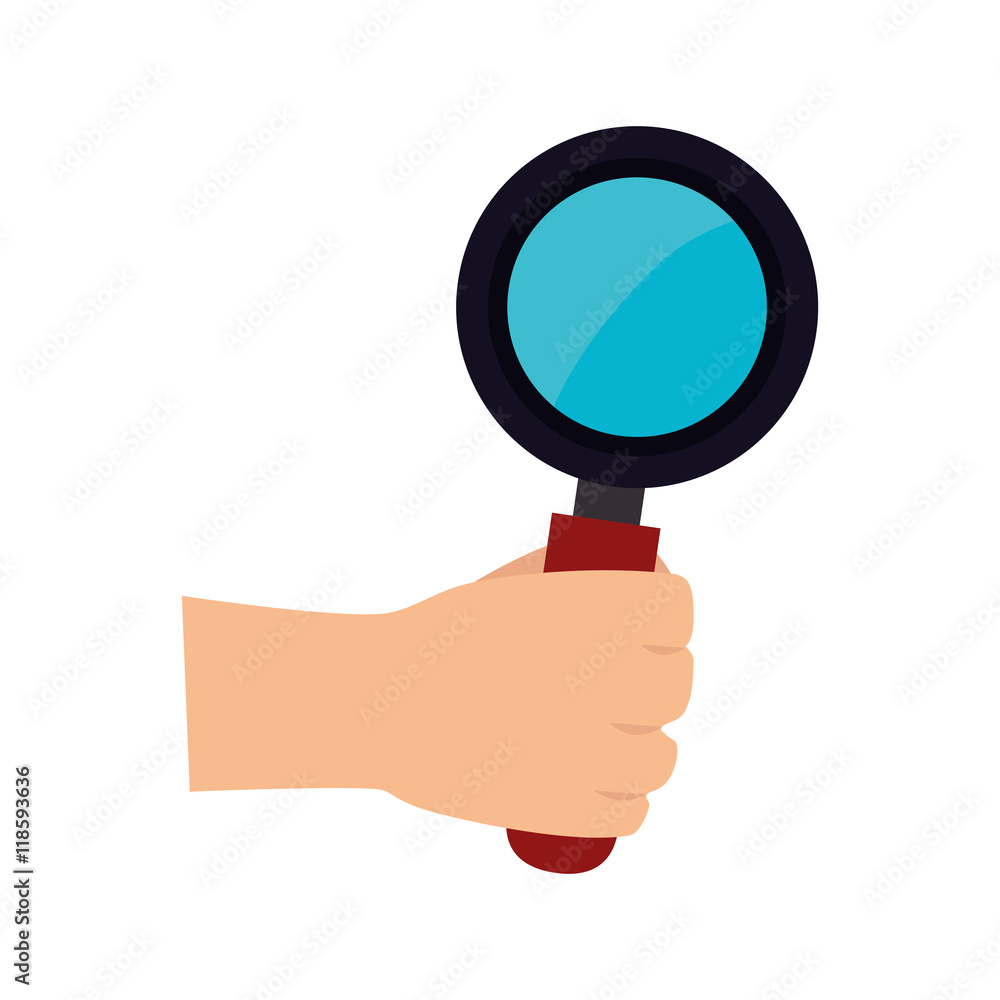 man hand holding lupe magnifying glass search explore instrument focus examine vector illustration man hand holding lupe magnifying glass search explore instrument focus examine vector illustration