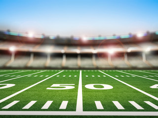 football field with stadium blurred 