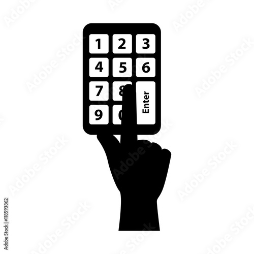 code pin number finger hand access combination identification vector illustration 