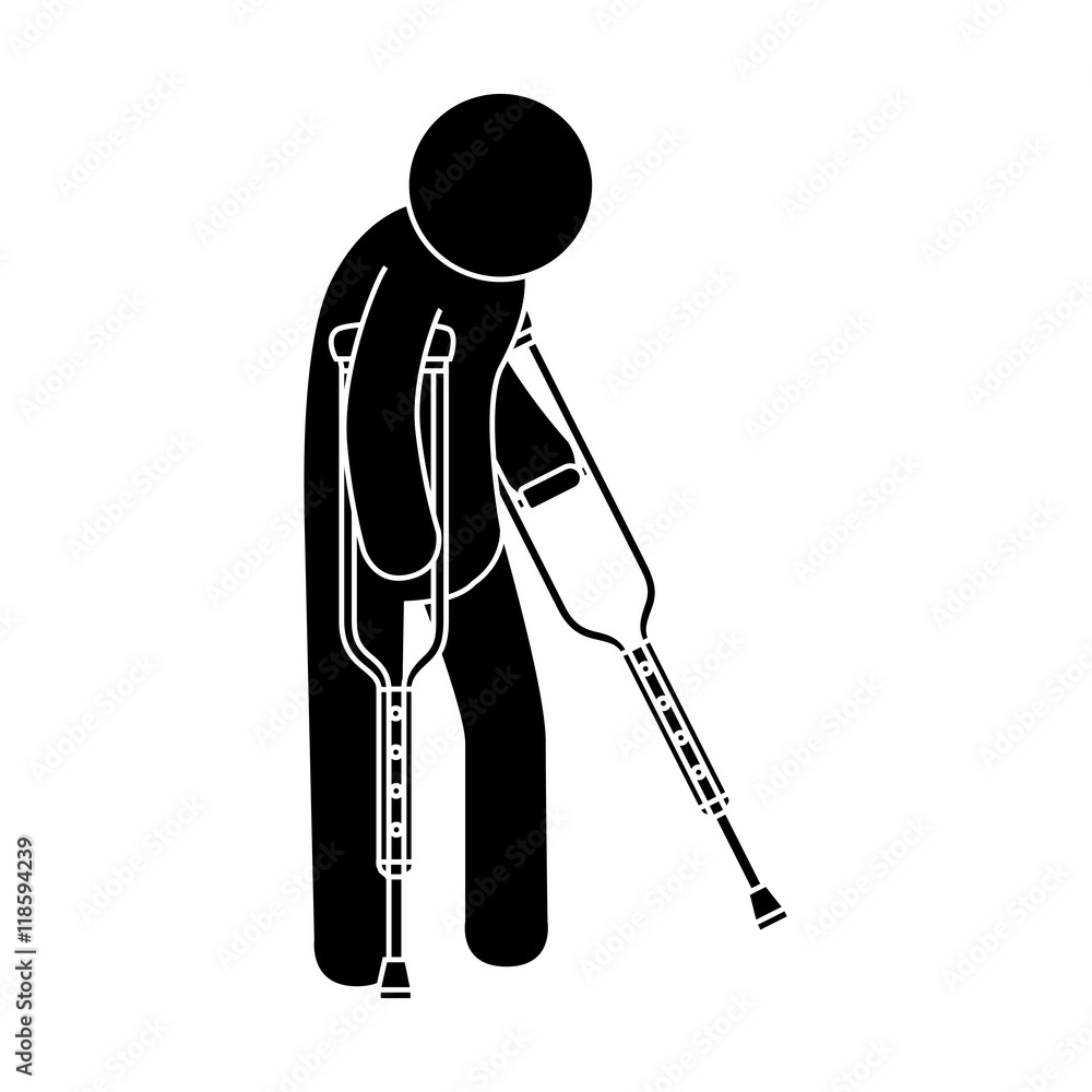 man crutches illness health injury walk patient vector illustration man crutches illness health injury walk patient vector illustration