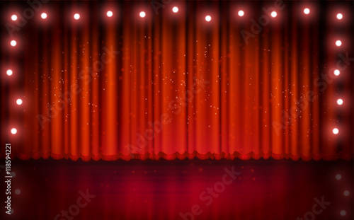 Spotlight on red stage curtain