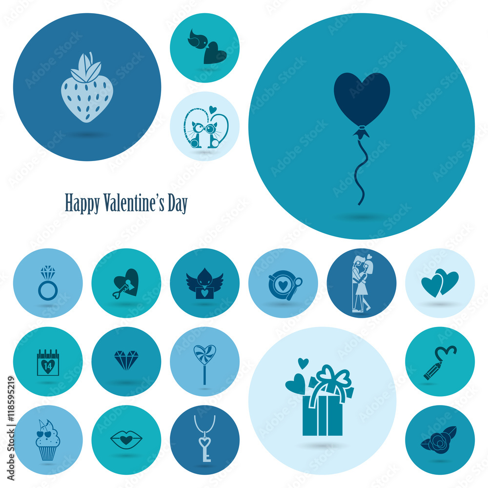 Fototapeta premium Happy Valentines Day Icons