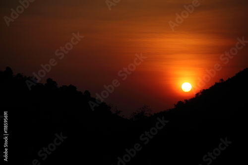 Sunset and mountain at Thailand