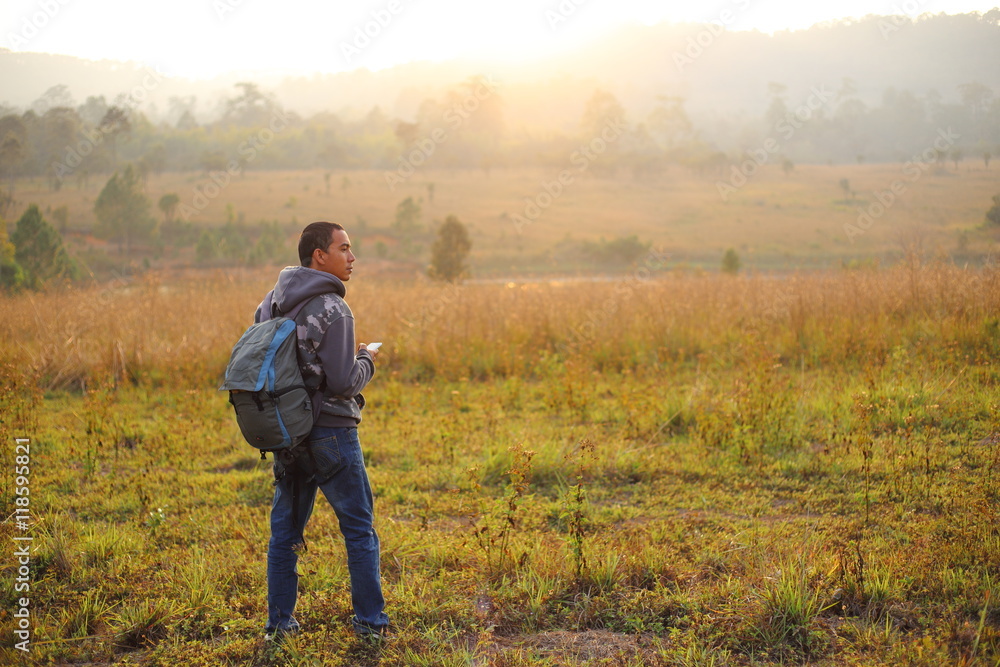 Man in Thung Salaeng Luang National Park at Thailand
