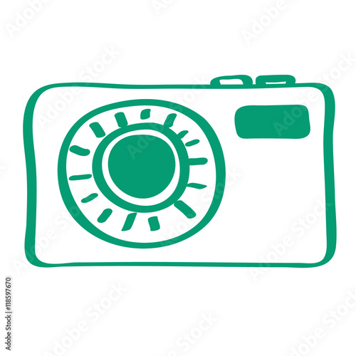 Handgezeichnetes Kamera-Icon in grün