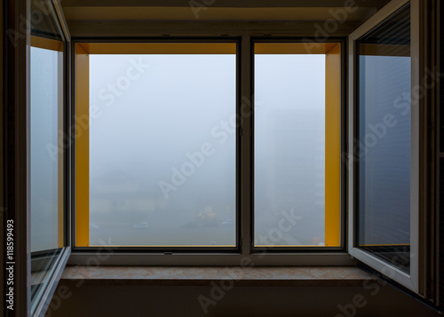Fog against window  fog outside the window