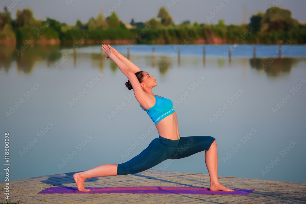 Fototapeta premium girl doing yoga exercise