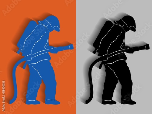 silhouette of a fireman, vector draw