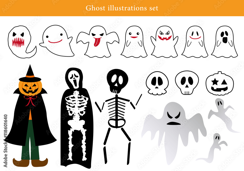 ハロウィンおばけ イラストセット Stock Vector Adobe Stock