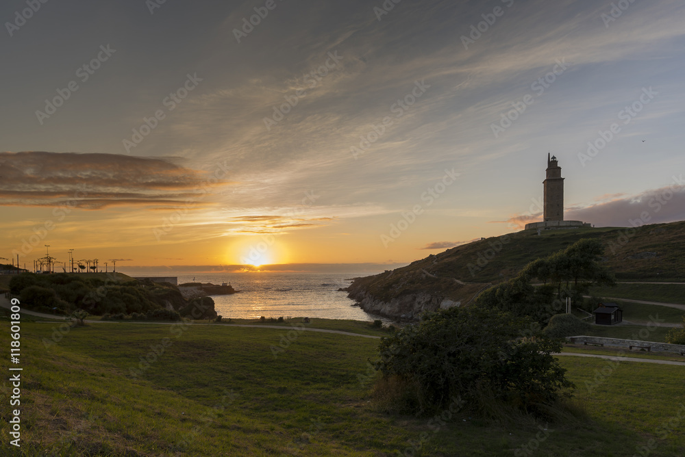 Gardens of Hercules Tower (La Coruna, Spain).