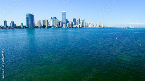 Aerial view of Downtown Miami from Rickenbacker Causeway