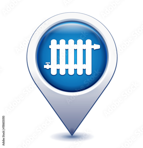 radiateur sur marqueur géolocalisation bleu