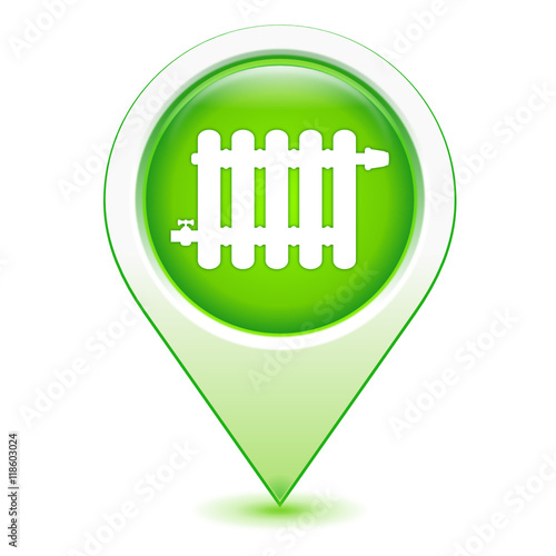 radiateur sur marqueur géolocalisation vert