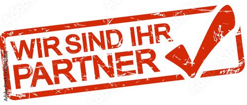 red stamp with text Wir sind ihr Partner