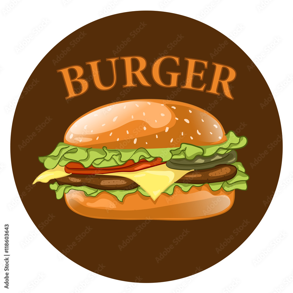 Burger. Cheeseburger vector illustration. Hamburger icon. Fast food concept. Burger. Cheeseburger vector illustration. Hamburger icon. Fast food concept.