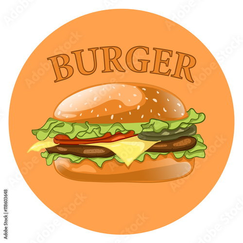 Burger. Cheeseburger vector illustration. Hamburger icon. Fast food concept. 