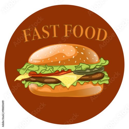 Burger. Cheeseburger vector illustration. Hamburger icon. Fast food concept. 