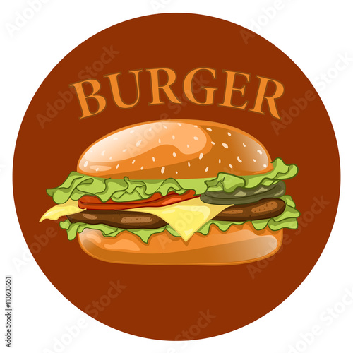 Burger. Cheeseburger vector illustration. Hamburger icon. Fast food concept. 