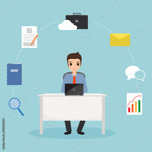 Business man work at office. document flow.