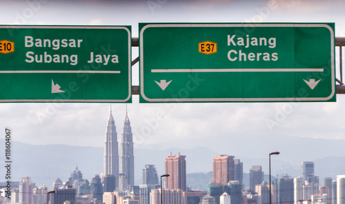 Photography Kuala Lumpur road signs, Malaysia