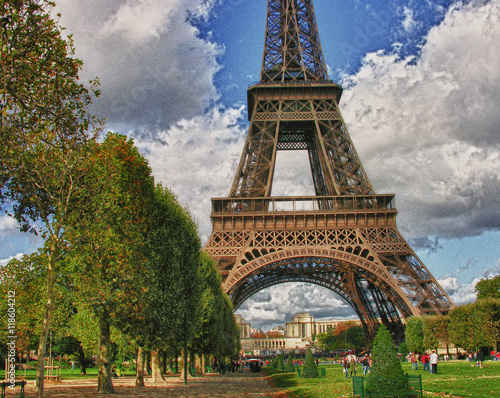 Clouds over Eiffel Tower in Paris