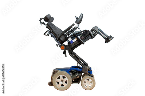 motorised wheelchair with basket for disposable people