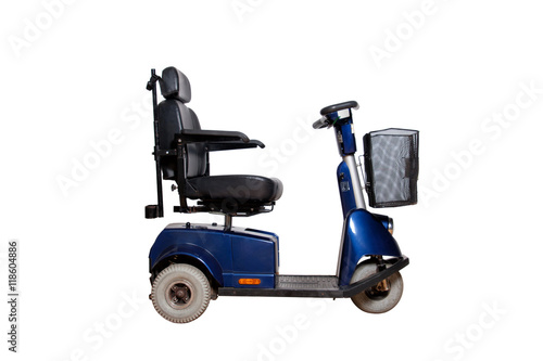 motorised wheelchair with basket for disposable people photo