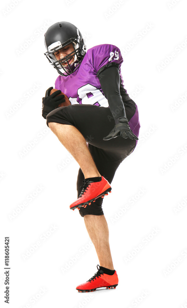 American football player isolated on white background