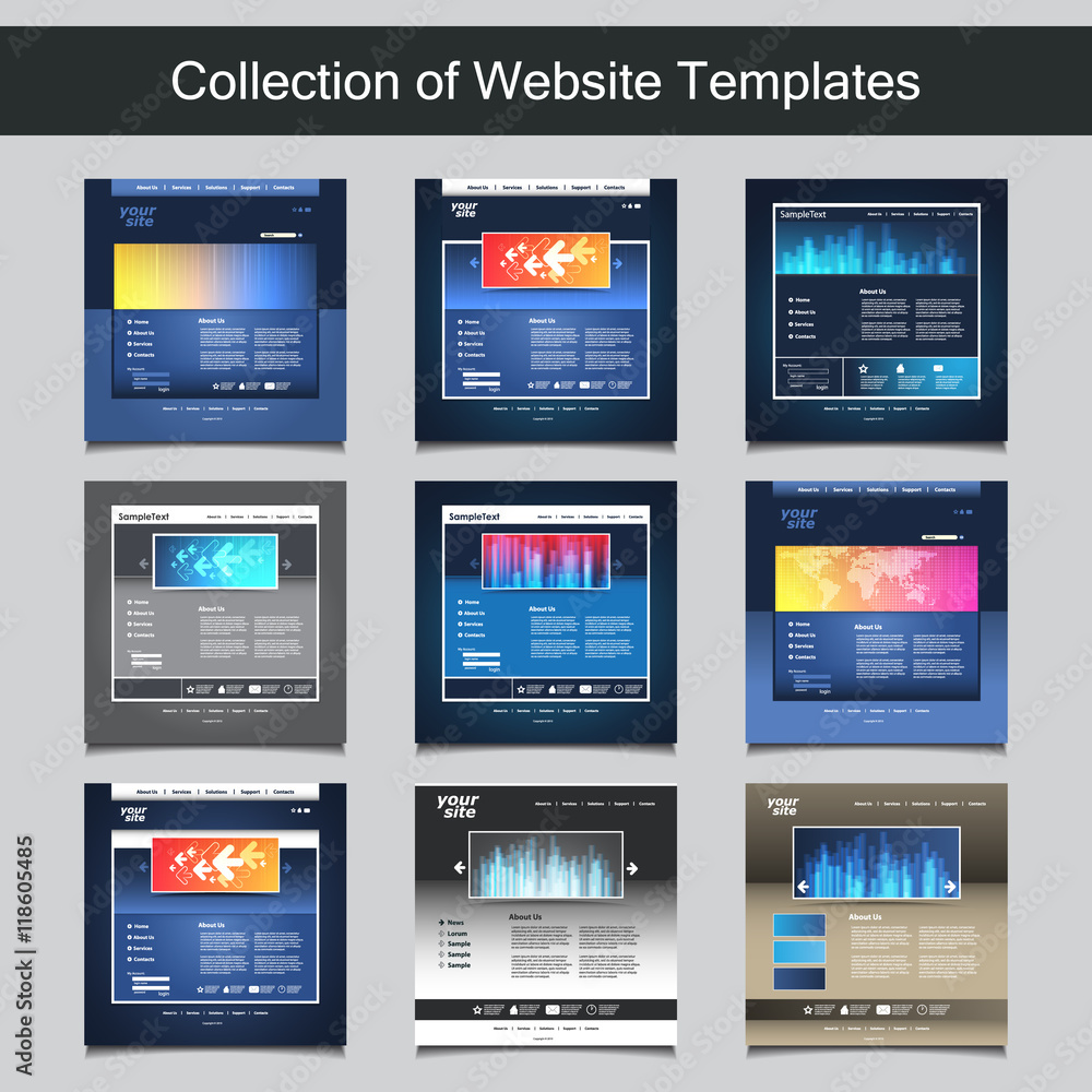 Collection of Website Templates for Your Business - Nine Nice and Simple Design Templates with Different Patterns and Header Designs - Blue, Gallery, Business Collection of Website Templates for Your Business - Nine Nice and Simple Design Templates with Different Patterns and Header Designs - Blue, Gallery, Business