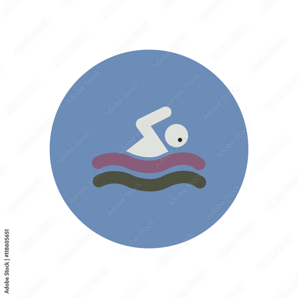 stylish icon in color circle man swimmer stylish icon in color circle man swimmer