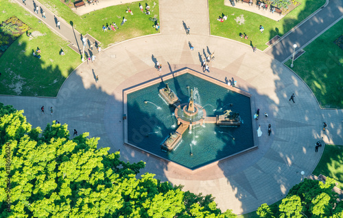 Photography Archibald Fountain in Sydney. Beautiful aerial view