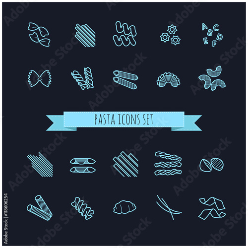 set of various pasta icons