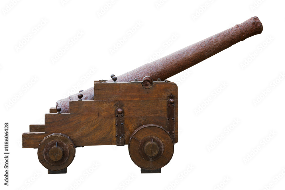 old cannon isolated on white background