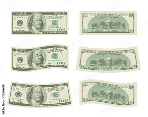 Money illustration. Vector american 100 dollar bills