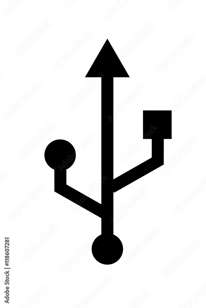 USB Symbol, black isolated on white
USB Symbol, black isolated on white