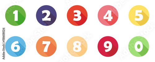 Buntes Icon-Set mit Zahlen (1 bis 10)