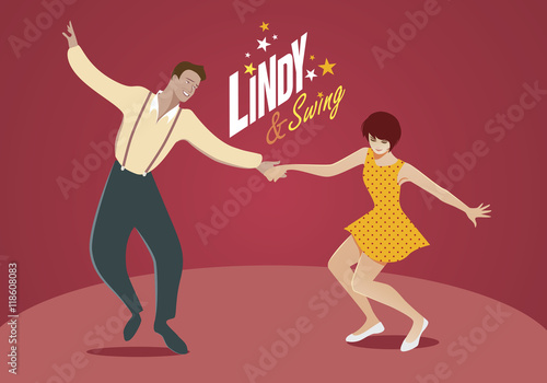 Young couple dancing swing or lindy-hop