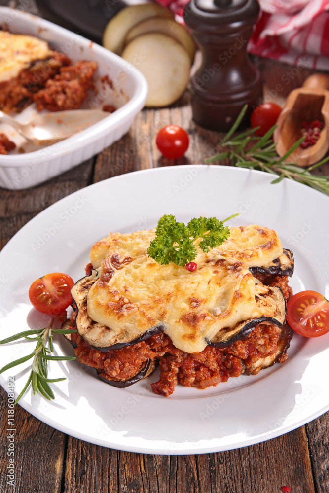 moussaka with aubergine and beef
