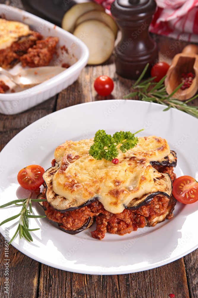 moussaka with aubergine and beef moussaka with aubergine and beef
