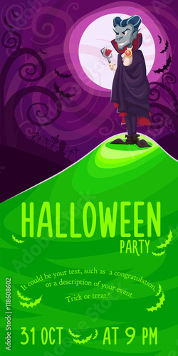 ampire Dracula for Halloween. Vector poster background photo