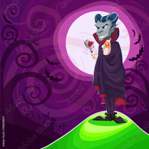 ampire Dracula for Halloween. Vector poster background photo