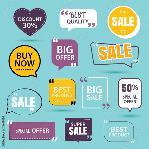 collection of premium promo sale stickers.