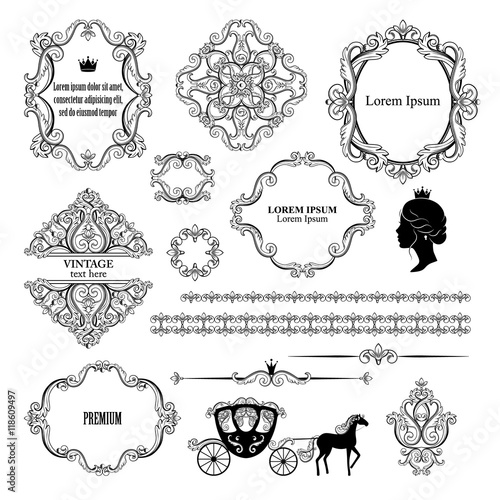 Mega set collections of vintage design elements.