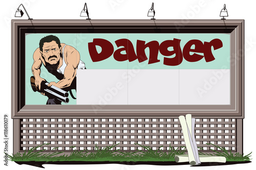 People in retro style. Man with shotgun.